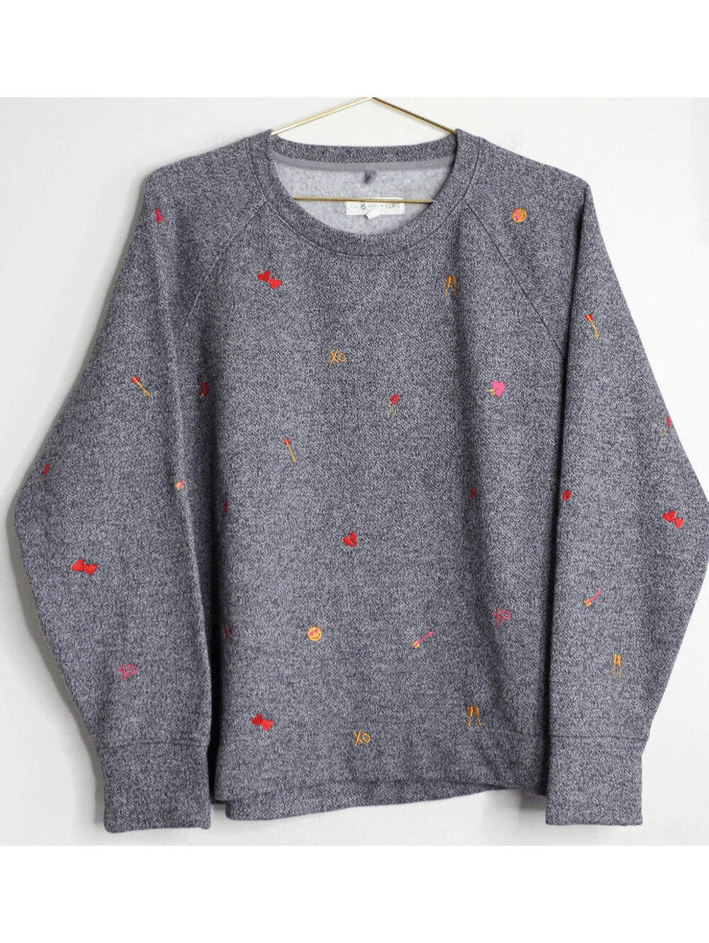Lou & Grey x LOFT Gray Colorful Emoji Pullover Sweater - Large